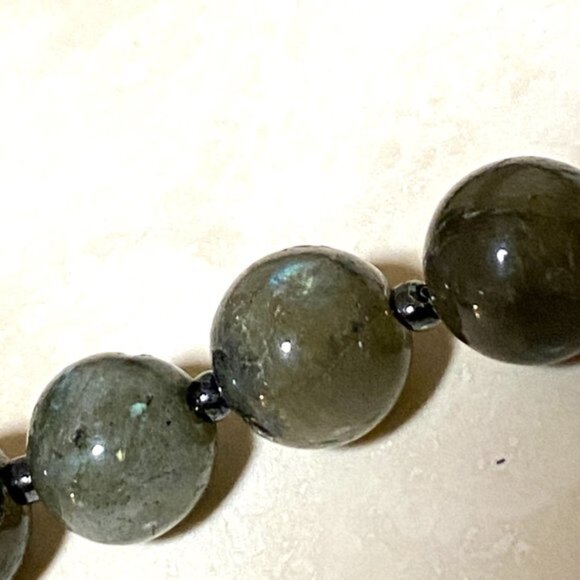 Natural Dark Labradorite Large Genuine Gemstone Classic Beaded Necklace - Picture 5 of 15